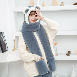 Chapeau de coton pour femmes, écharpe de protection des oreilles sauvages, une pièce à trois pièces, double épaissi, bonnet chaud du nord-est, automne et <span class=keywords><strong>hiver</strong></span> - Product Image 5