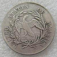 Réplique de la pièce de monnaie américaine Flowing Hair Dollar 1795 plaquée argent, réplique décorative commémorative, non magnétique