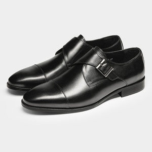 Casual leather <b>shoes</b> for men, pointed-toe business formal <b>shoes</b>, low-top, trendy, fashionable, British Monck style <b>shoes</b> - Product Image 6