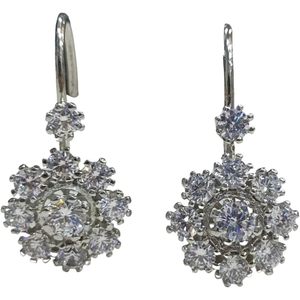 925 <b>Silver</b> Gold Plated 2.0Ct Floral Design <b>Stud</b> Earrings Antique Cluster Moissanite Women's Trendy - Product Image 4