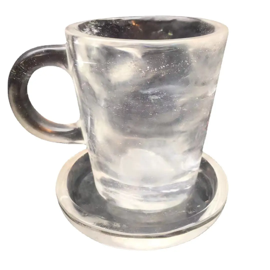 Pha Lê Cup Bán Buôn Tự Nhiên Đánh Bóng Pha Lê Tấm Rõ Ràng Thạch Anh Cup Với Coaster Đá Trang Trí Pha Lê