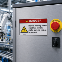 Étiquettes PC transparentes mates durables et personnalisées de haute qualité avec adhésif 3M thermosensible pour membrane de panneau de commande pour zone dangereuse