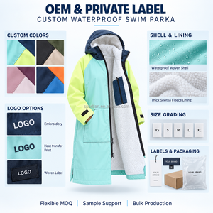 Parka thermique imperméable et coupe-vent en polaire Sherpa pour la plage, la piscine et le triathlon, marque privée - Product Image 5