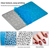 Plaque de stamping pour nail art en acier inoxydable, motif papillon, dentelle florale, plaque de transfert à motif écossais, modèle imprimé An de la Serpe