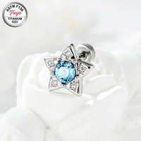 Freya Star Stainless Steel Fine Stud Earrings for Girls Colorful Cubic Zircon Diamond Daith Tragus Body Jewelry Labret Piercing