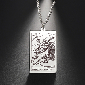 Vintage Custom Palazzo Tarocchi Mazzo di Carte Del Pendente Collana In Acciaio Inox Re Regina Cavaliere Pagina Spade Oro Reale Ha Placcato il Pendente - Product Image 5