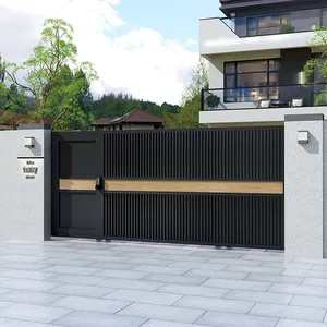 Porte coulissante et <span class=keywords><strong>portail</strong></span> en alliage d'aluminium <span class=keywords><strong>pour</strong></span> cour de villa - Contrôle manuel, design moderne, durable, pièces de rechange gratuites, conception de modèle 3D - Product Image 3