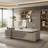 Bureau de direction en L de luxe léger avec armoire latérale pour bureau de PDG et projets commerciaux