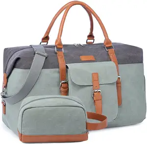 कस्टम बड़े क्षमता कैनवास Weekender यात्रा Duffle बैग जूते के डिब्बे के साथ पर रातोंरात बैग ले जाने