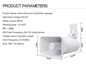 Còi Báo Động Lớn Ngoài Trời Màu Trắng Có Dây 12V 30W Còi Báo Động Còi Báo Động An Ninh Chống Trộm - Product Image 4