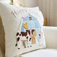 Housse de coussin moderne brodée de fleurs pour Pâques, amovible et lavable, en faux lin, pour la décoration de la maison, housse de coussin de canapé