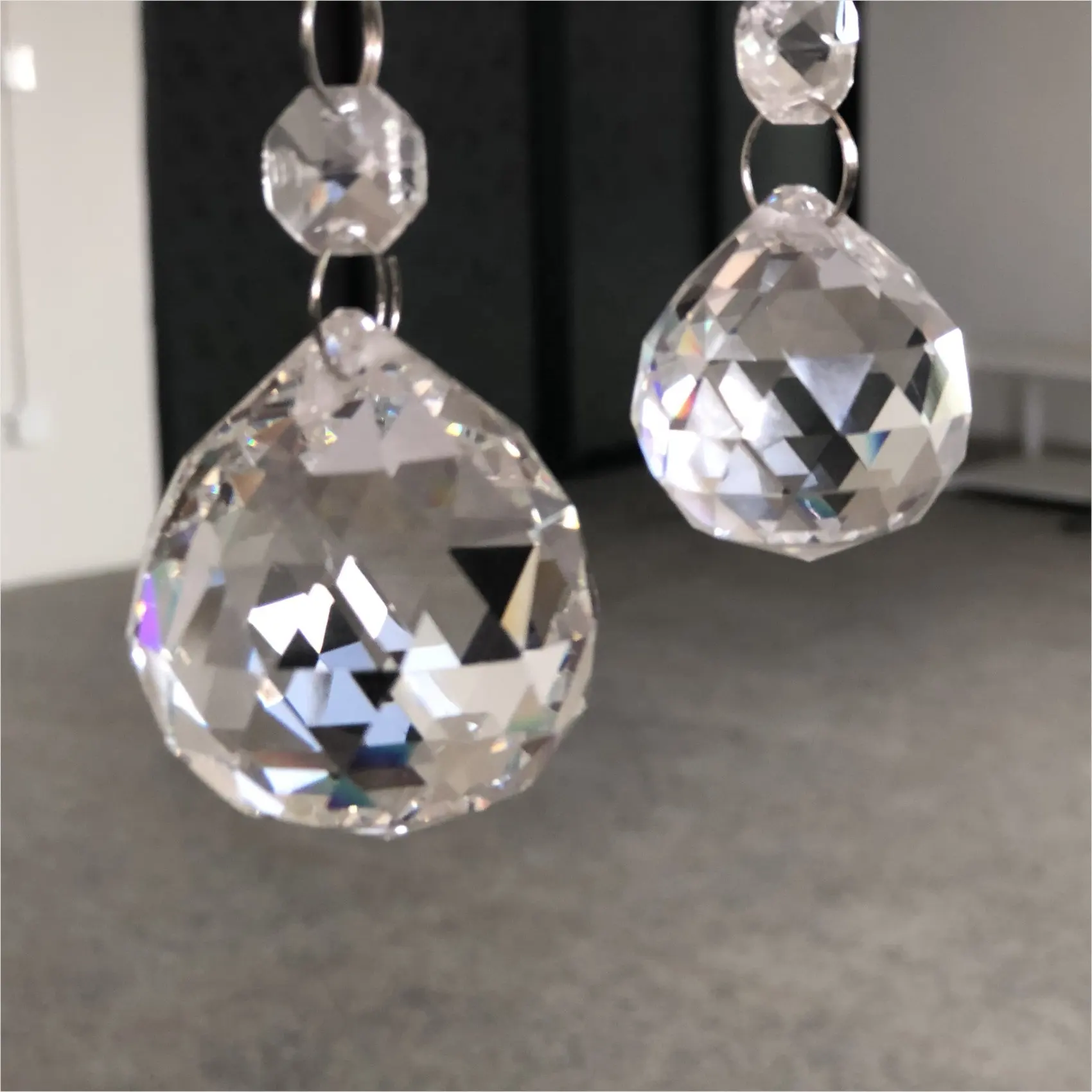 Factory hot sale 30-40mm Faceted Cut Clear Glass Crystal Ball Prism Pendant For Hotel Decoration