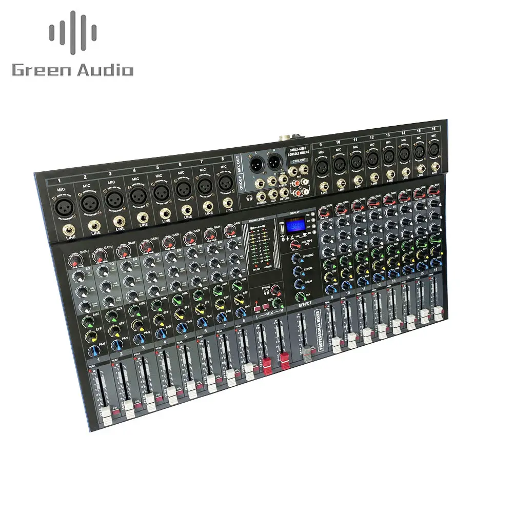 Bộ trộn 16 kênh chuyên nghiệp GAX-ET16 với hiệu ứng hồi âm có thể được sử dụng để hát video âm thanh & Bộ trộn phát sóng trực tiếp