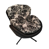 Fauteuil pivotant d'appoint en velours imprimé, structure intérieure en fer, base en acier au carbone