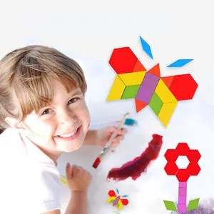 Permainan Asah Otak Mainan Puzzle Puzzle Tangram Penjualan Laris Anak-anak Awal Bayi Genggaman Tangan Balita Papan Sibuk Mainan Puzzle Kayu