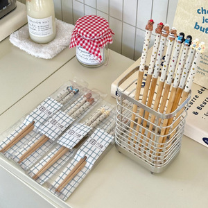 Palillos de bambú con diseño de animales de dibujos animados, forma redonda, cubiertos para el hogar, regalo para adultos - Product Image 4