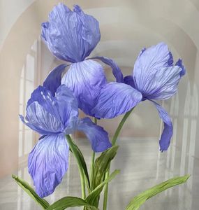EG-VK052 Nouvelle conception Fleur de lys géante faite à la main <span class=keywords><strong>Iris</strong></span> pavot <span class=keywords><strong>Bleu</strong></span> Violet Fleur en papier pour vitrine Fête Mariage - Product Image 5