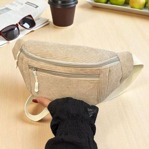 Custom Unisex Zipper Waist Bag Corduroy Belt Crossbody Purse Casual Stylish Portable Travel Daily Use Chest Bum Bag Solid Color - Product Image 2