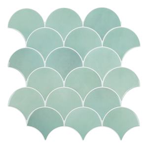 Fish Scale Green Peel and Stick Backsplash <strong>Sticky</strong> <strong>Tiles</strong> 3D <strong>Wall</strong> Sticker for Kitchen - Product Image 1