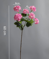 Bunga Hydrangea Sutra Buatan Mini 6 Kepala Model Bola Salju, Tangkai Panjang, Cetak 3D, Dekorasi Ruang Tamu Rumah, Rangkaian Bunga Pernikahan