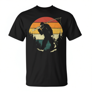 Maglietta promozionale anni '80 Sasquatch Fish Sunset per la pesca al basso Bigfoot - Product Image 2