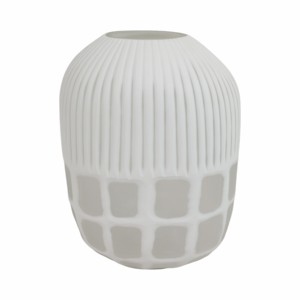 Vaso rotondo in vetro con texture a coste, vaso moderno per fiori, per soggiorno, camera da letto, ufficio, decorazioni per la casa - Product Image 1