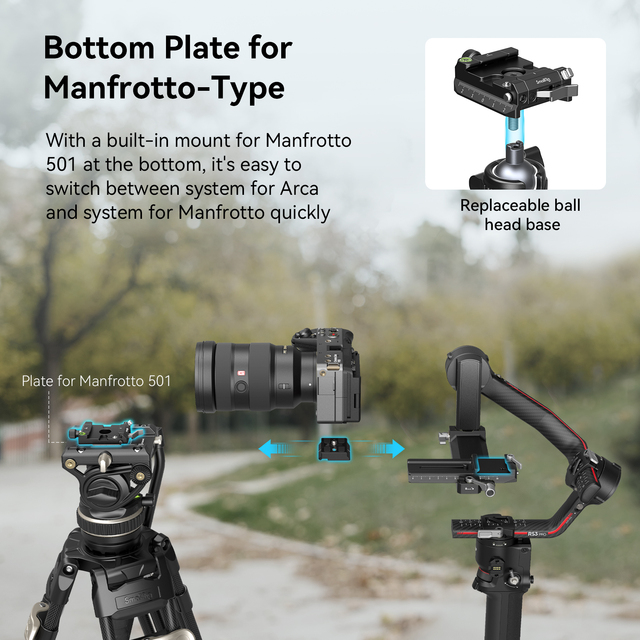 For Arca-/Manfrotto Compatible Aluminum Alloy Stainless Steel Mount Plate Kit for Handheld Stabilizer Tripod