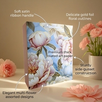 Sacs cadeaux pour la fête des mères MT11 en stock, élégants sacs en papier à fleurs avec poignée