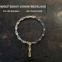 Collier chaîne à maillons carrés en acier inoxydable avec motif floral tendance Craft Wolf, accessoires unisexes