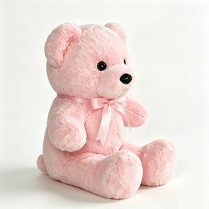 Customized <b>Pink</b> Teddy <b>Bear</b> Plush - Soft Fluffy Stuffed Animal with <b>Pink</b> Satin Bow, Cute Classic Toy for Kids & Girls - Product Image 2