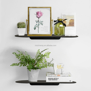 Étagère flottante linéaire industrielle en acier moderne avec revêtement noir, design rectangulaire arrondi, 13,7 pouces, étagères murales pour la décoration de la salle de bain - Product Image 4