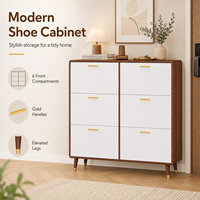 Meuble à chaussures ultra-plat 17 cm avec porte rabattable pour entrée, grande capacité de rangement, armoire moderne et simple pour couloir et hall d'entrée