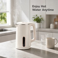 Bouilloire électrique 1,5 L 1500 W à double paroi isolée en acier inoxydable 304 avec bec en forme de V pour la maison, l'hôtel, le bureau