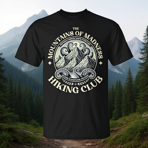 <b>The</b> <b>Mountains</b> Of Madness Hiking Club <b>T</b>-<b>Shirt</b> Black Unisex Adult Size - Product Image 3