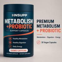 Capsules de caféine 100mg au gingembre probiotique pour le soutien du métabolisme et du système immunitaire, marque privée OEM pour adultes