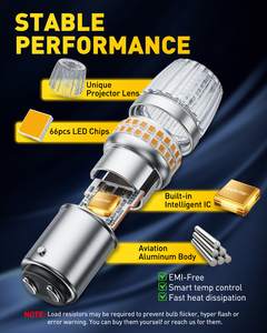 หลอดไฟ LED AUXITO 1157 4.4W 2000K 12V 24V สีเหลือง สว่างพิเศษ สำหรับไฟเลี้ยว - Product Image 6