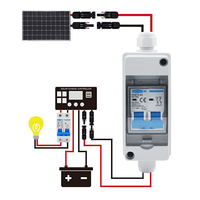 Boîtier de combinaison photovoltaïque solaire 1 pièce avec disjoncteur CC IP65 HT 2 voies 600/1000V 1 entrée 1 sortie CC avec câbles correspondants étanche TOMZN