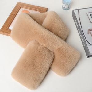 Bufanda de Piel de Conejo de Doble Cara para Mujer, Otoño-Invierno, Color Sólido, Gruesa y Cálida, Calentador de Cuello de Felpa, Venta al por Mayor - Product Image 5