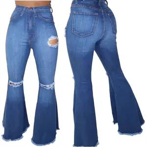 Hot Koop Skinny Flare Broek Verontruste Bell Bottom Denim Jeans