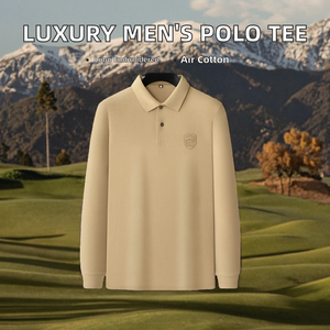 T-shirt décontracté pour homme en coton tricoté respirant à manches longues avec broderie et imprimé golf - Product Image 2