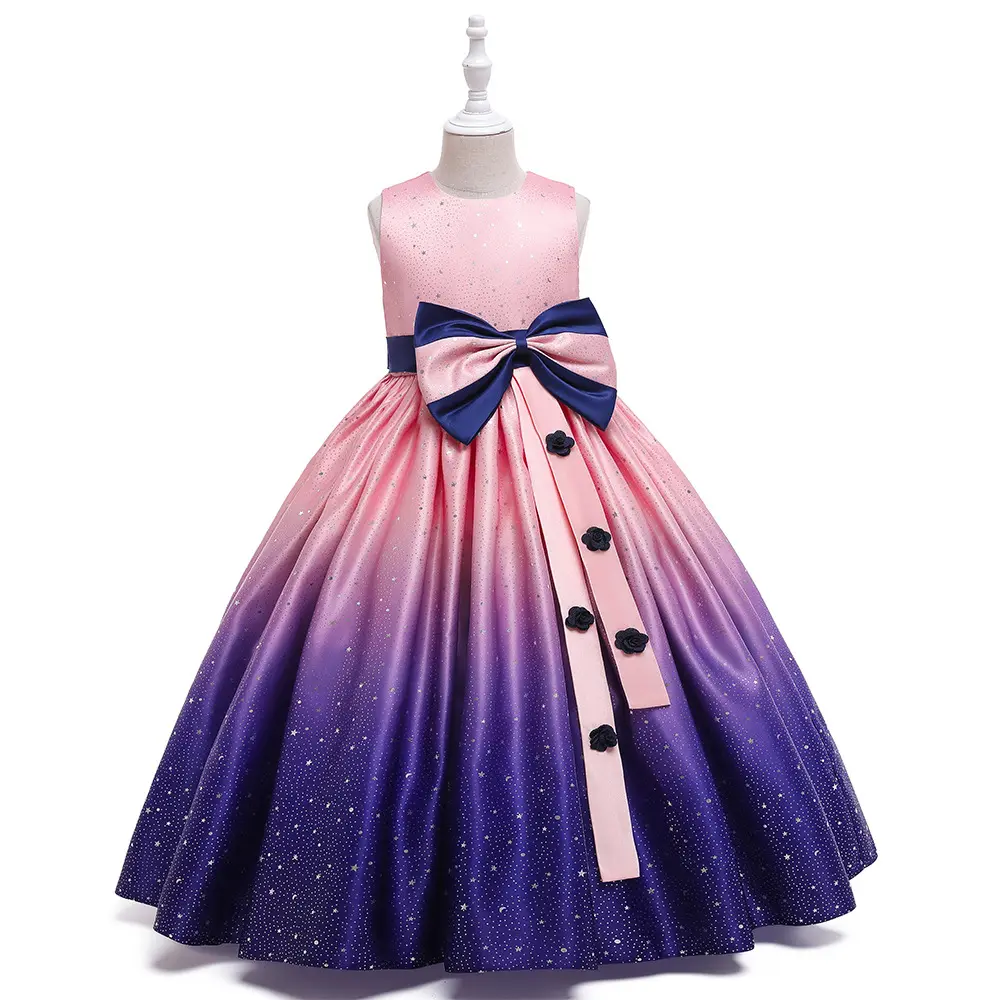Wholesale Princess Dresses Printing Tutu Dress Children Halloween Party Costume Gowns With Bow