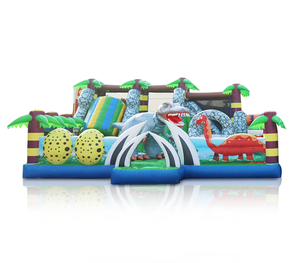 Parcours d'obstacles gonflable géant sur le thème des dinosaures, combinaison toboggan et trampoline pour parc d'attractions à grande échelle sur le thème des dinosaures - Product Image 1