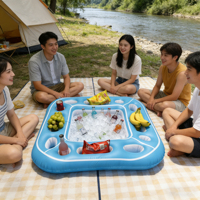 Table de jeux gonflable flottante pour piscine, plateau de table en plastique avec porte-boissons pour fêtes
