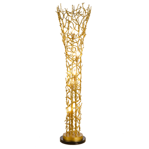 Golden Copper Brasstree <strong>Branches</strong> Standing <strong>Light</strong> Lampshade Modern Luxury Floor Lamp with Fabric for Hotel/home Decorative LED E14 - Product Image 4