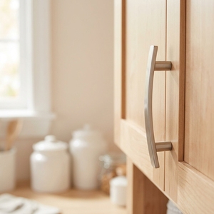 Modern Curved Slim Brushed Nickel Aluminum Alloy 64 96mm Kitchen Cabinet Pull for Bedroom Wardrobe Bathroom <strong>Drawer</strong> Furniture Use - Product Image 2