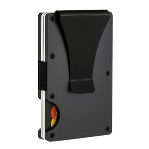 Portefeuille pour cartes en alliage d'aluminium ultra fin, blocage RFID, pince à billets magnétique, style fibre de carbone, porte-cartes de visite - Product Image 1