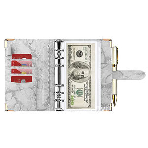 Organiseur de budget A6 en marbre personnalisé avec enveloppes à fermeture éclair pour l'argent – Vente en gros - Product Image 1