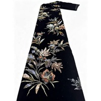 Tissu africain en velours pour l'automne et l'hiver, design floral 3D, broderie de perles et de paillettes, pour robe de mariée, abaya, kaftan
