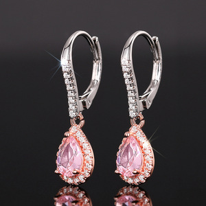 Orecchini a goccia bicolore rosa, design elegante, gioielli alla moda - Product Image 2