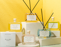 Bouteille en verre carrée de luxe de 100 ml pour diffuseur à bâtonnets, personnalisable en gros, avec couvercles noirs vides, pour parfum, écologique, sans alcool, sans plomb
